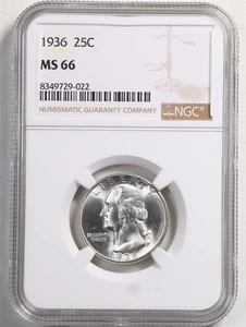 1936 25C Washington Quarter Dollar MS66 NGC 8349729-022 - Picture 1 of 2