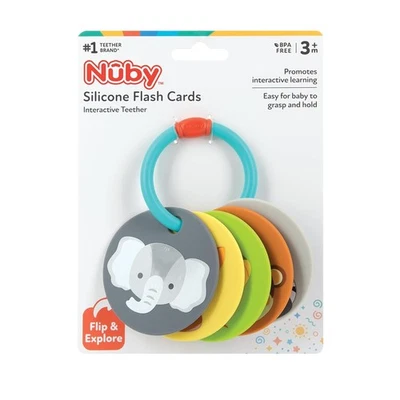 Nuby Silicone Double Sided Animal Flash Cards & Interactive Teether - Image 1 of 4