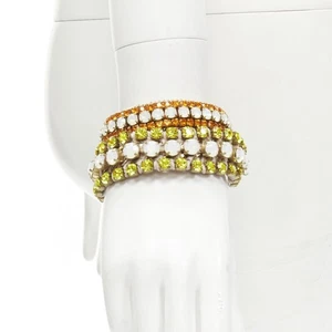 RADA Lot of 2 yellow orange rhinestone crystal jewel pearl charm bracelet - Picture 1 of 4