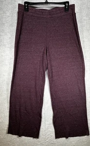 NWOT Michael Stars Raw Hem Wide Leg Casual pants Size Large Purple Ribbed Flaw - Picture 1 of 10