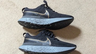 Nike React Infinity Run Flyknit 2 Black Metallic Gold Smoke Grey UK 10.5 (New) - Image 1 of 4