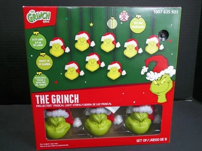 Cadena de luces musicales de proyección del Grinch Dr. Seuss decoración navideña 8 pies Foto 1 de 3