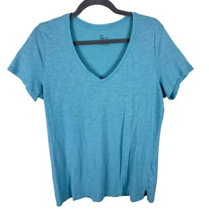Felina Blue Short Sleeve Lightweight V-Neck Cotton Modal T-Shirt Size L - Picture 1 of 4