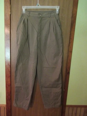 Pantalones de algodón plisados delanteros cintura alta verde ejército 6P BLANCO STAG para mujer Foto 1 de 4