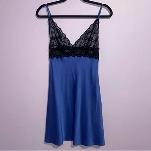 Christine Lingerie Silk Chemise Slip Night Dress Women Size S Mini Lace Sexy - Picture 1 of 8
