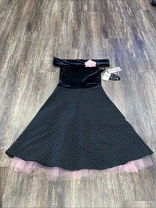 Girls Black and Pink Dress with Cold Shoulder Sz 7 My Michelle - Picture 1 of 3
