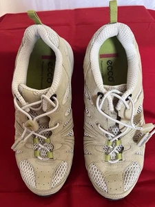 Ecco Sneakers Shoes Womens Eur 37 / US 6 - 6.5 Suede Mesh Beige - Picture 1 of 9