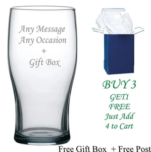 Personalised Pint Lager Beer Glass 18th 40th 30th Birthday Gift Free Gift Box  - Picture 1 of 5