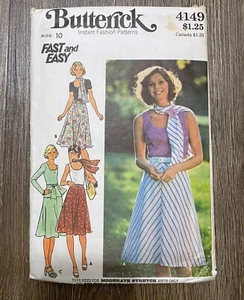 70s Skirt Summer Top Fast & Easy Size 10 Bust 32.5 Butterick 4149 Stretch Knits - Picture 1 of 6