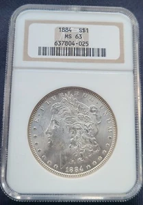 Dólar Morgan de plata 1884 $1 NGC MS 63 - Imagen 1 de 4