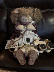 "Muñeca de colección hecha a mano Jan Shackleford 24"" firmada/etiqueta Miriam '92 Farm Country Cow" - Imagen 1 de 24