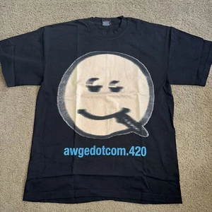 AWGE 420 Smiley Face T Shirt Black Size Medium awgedotcom RARE Asap - Picture 1 of 6