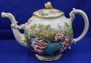 Richard Ginori Doccia Porcelain Capodimonte Teapot, Cherubs & Nymphs (GE1) - Picture 1 of 24