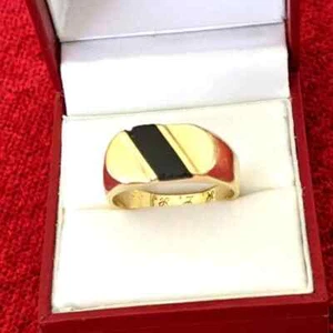 14KT ๐ GOLD CLASSIC BLACK ๐ค ONYX MAN'S SIGNET RING - Picture 1 of 9