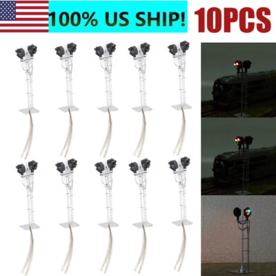 10PCS HO Scale Model Tri-Lights Block Signal Fine Made Metal 2 Opposite Targets - Image 1 of 4
