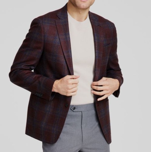 Giacca cappotto sportivo lana Michael Kors uomo marrone a quadri vestibilità classica taglia 38S