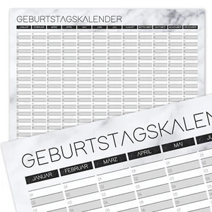Geburtstagskalender Marmor-Optik DIN A3 jahresunabhängig Dauerkalender dv_492 - Bild 1 von 7