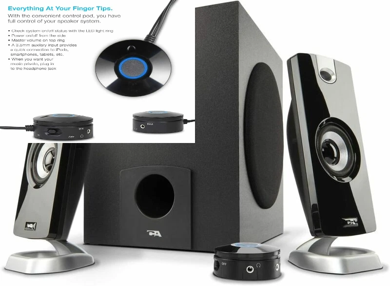 Cyber Acoustics 2.1 Subwoofer Speaker System with 18W of Power – Great Black  - Image 1 of 4