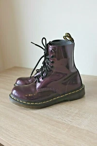 Dr. Martens Boot Pascal Purple Patent Leather Ankle 37 61460 Doc Combat Girls  - Picture 1 of 6