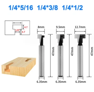 T-Slot Cutter Router Bit Keyhole Router Bit 1/4" Shank for Wood Perforation - Picture 1 of 8