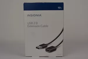 NEW | Insignia | USB 2.0 | A-Male-to-A-Female 12ft Extension Cable | Black - Picture 1 of 3
