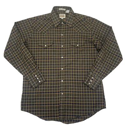 Camisa ELY Cattleman Perla A Presión Botón Verde Amarillo Camisa a Cuadros LS Talla Grande Foto 1 de 4