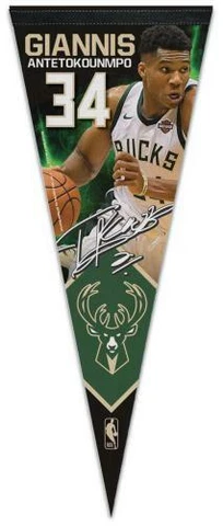 GIANNIS ANTETOKOUNMPO Milwaukee Bucks Signature Premium Felt Collector's PENNANT Cover