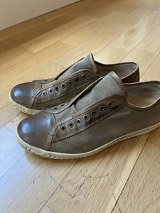 John Varvatos Hattan Laceless Low Top Sneakers Brown Leather Size 8.5 8 1/2 Mens - Picture 1 of 6