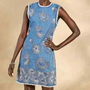 Vestido túnica Adesina hecho a mano color denim talla grande nuevo sin etiquetas - Imagen 1 de 2