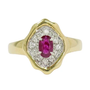 Ruby 0.44ct Diamond 0.17ct Ring K18 Yellow Gold Pt900 US 6.25 4.1g - Picture 1 of 9
