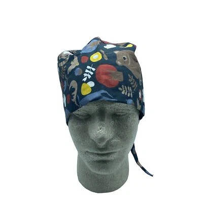 Bear Leaf Floral 100% Cotton 2 Button Adjustable Working Scrubs Medical Cap - Image 1 of 4