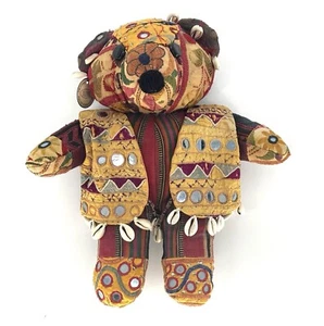 Vintage bestickter Patchwork Teddybär "Der ethnische Teddybär für den Kenner" - Bild 1 von 7