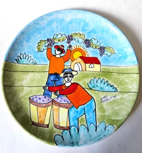 Nino Parrucca 10" Wandteller handbemalt Volkskunst Keramik Italien - Bild 1 von 3