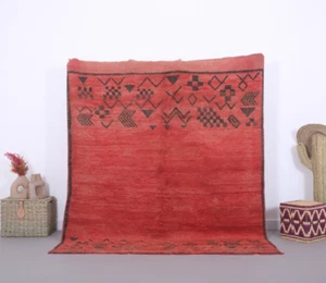 Vintage Moroccan Rug 6.3 x 7.4 ft - Red rug - Berber Rug - Wool Rug Handmade - Picture 1 of 11