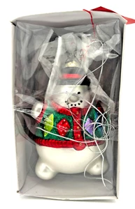 Neu mit Etikett Department 56 Quecksilber Glas Schneemann Strumpf 8" Ornament handbemalt groß - Bild 1 von 11