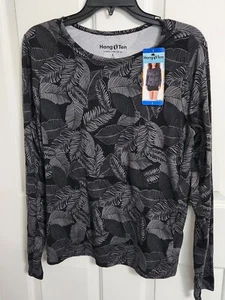 Hang Ten Ladies UV protection Long Sleeve BLK/GRAY Zip Pocket Size Large NWTS - Picture 1 of 11