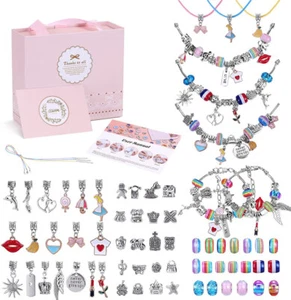 Charm Bracelet Making Kit, 70Pcs DIY Jewellery Craft Gift Sets for Girls Teens - Picture 1 of 12