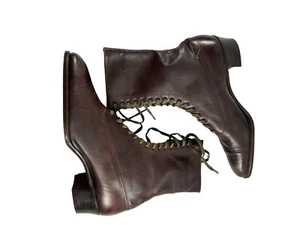 Antique Victorian Lace Up Peters Weatherbird Diamond Brand Brown Ankle Boots - Picture 1 of 15