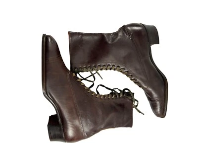 Antique Victorian Lace Up Peters Weatherbird Diamond Brand Brown Ankle Boots - Image 1 of 4