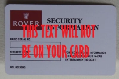 Tarjeta de seguridad Rover 1995MY 200 400 cupé descapotable Tourer 600 800 Metro Mini - Imagen 1 de 2