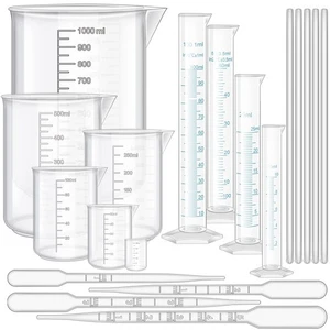 23Pcs Graduated Cylinders and Beakers Set - 6 Clear Plastic Cylinders (25-100... - Picture 1 of 7