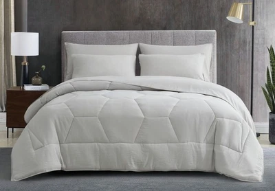 Vero 3-Piece Honeycomb Hexagon Quilted Soft Washed Microfiber Comforter Set - Image 1 of 4