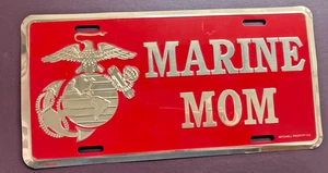 USMC Marine Mom Metal License plate red gold tone - Bild 1 von 12