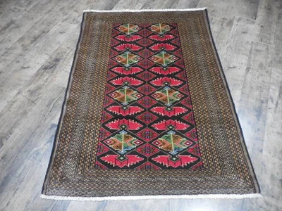 Geometric Turkish Vintage Rug,Turkish HandMade Anatolian Village Rug 3.3x4.9 Ft - Image 1 of 4