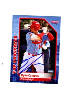 Ryan Campos 2025 MWL Top Prospect autograph signed card Peoria Chiefs c - Picture 1 of 2