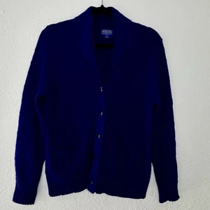 Pendleton Lambs Wool Blend Cardigan Sweater Royal Blue Cross Knit Womens Medium - Picture 1 of 9