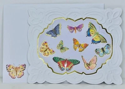 CAROL'S ROSE GARDEN Golden Butterflies SINGLE Note Card CAROL WILSON FINE ARTS - Image 1 of 2