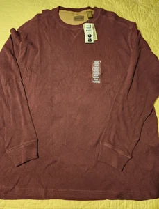 Neu mit Etikett St. Johns Bay Thermo Waffelmuster Strick Rundhalsausschnitt L/S Herrenhemd burgunderrot 2XL groß - Bild 1 von 5