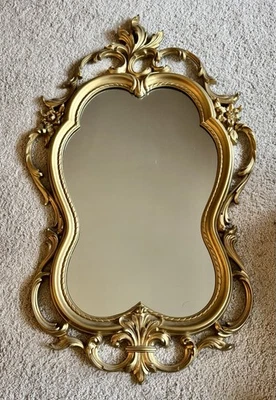 Syroco Dart Wall Mirror MCM Gold Ornate Hollywood Regency French Rococo USA 30”T - Image 1 of 4