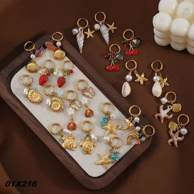 Kreative Tier Conch Shell Ohrringe Edelstahl Sommer Persönlichkeit Ohr Schmuck - Bild 1 von 4